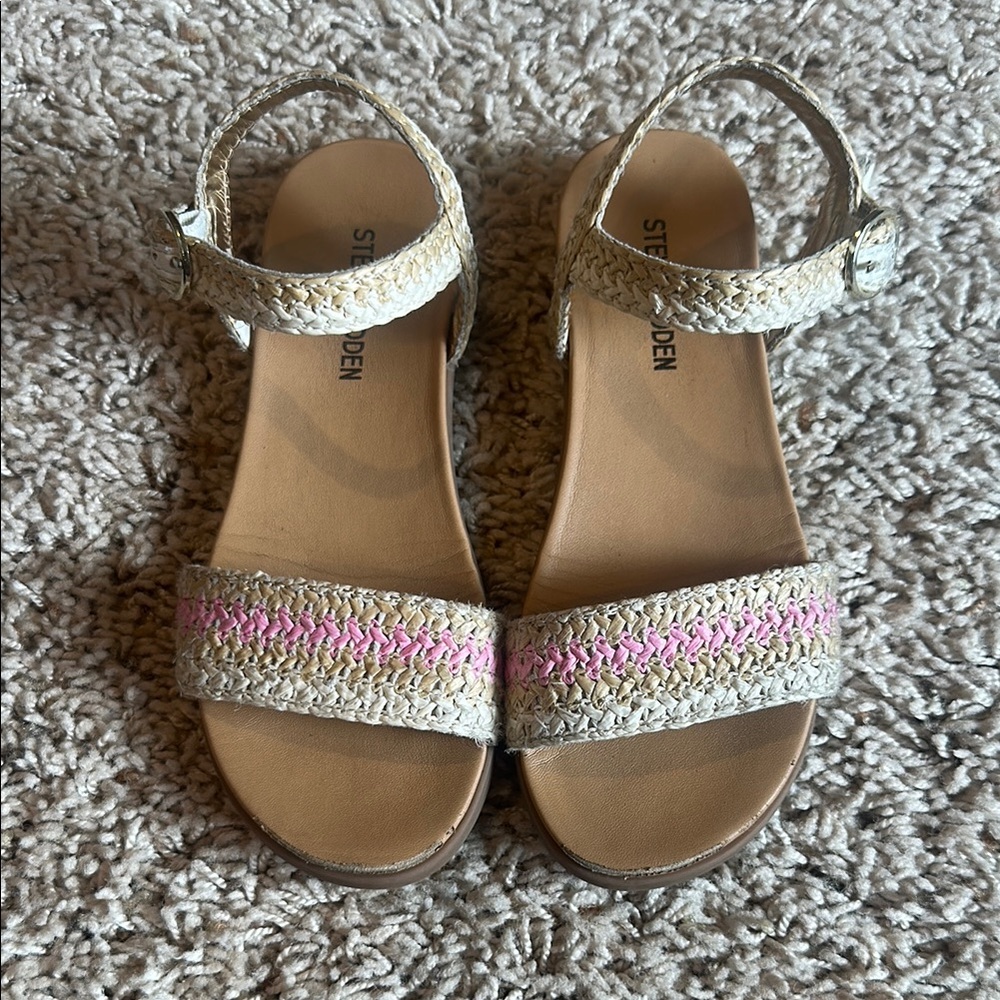 Steve Madden Beige and Pink Kids Sandals - Size 13